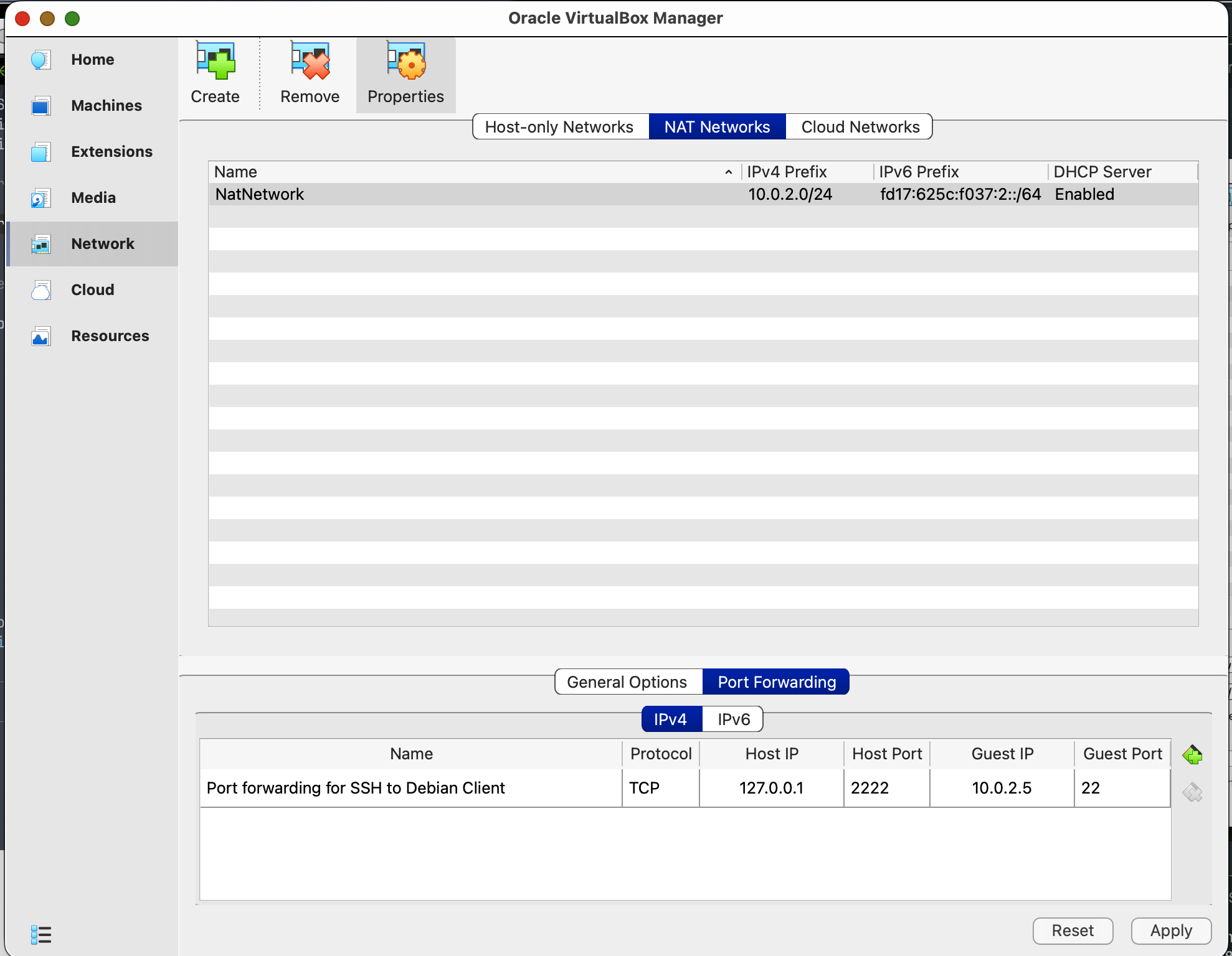 VirtualBox NAT Network configuration